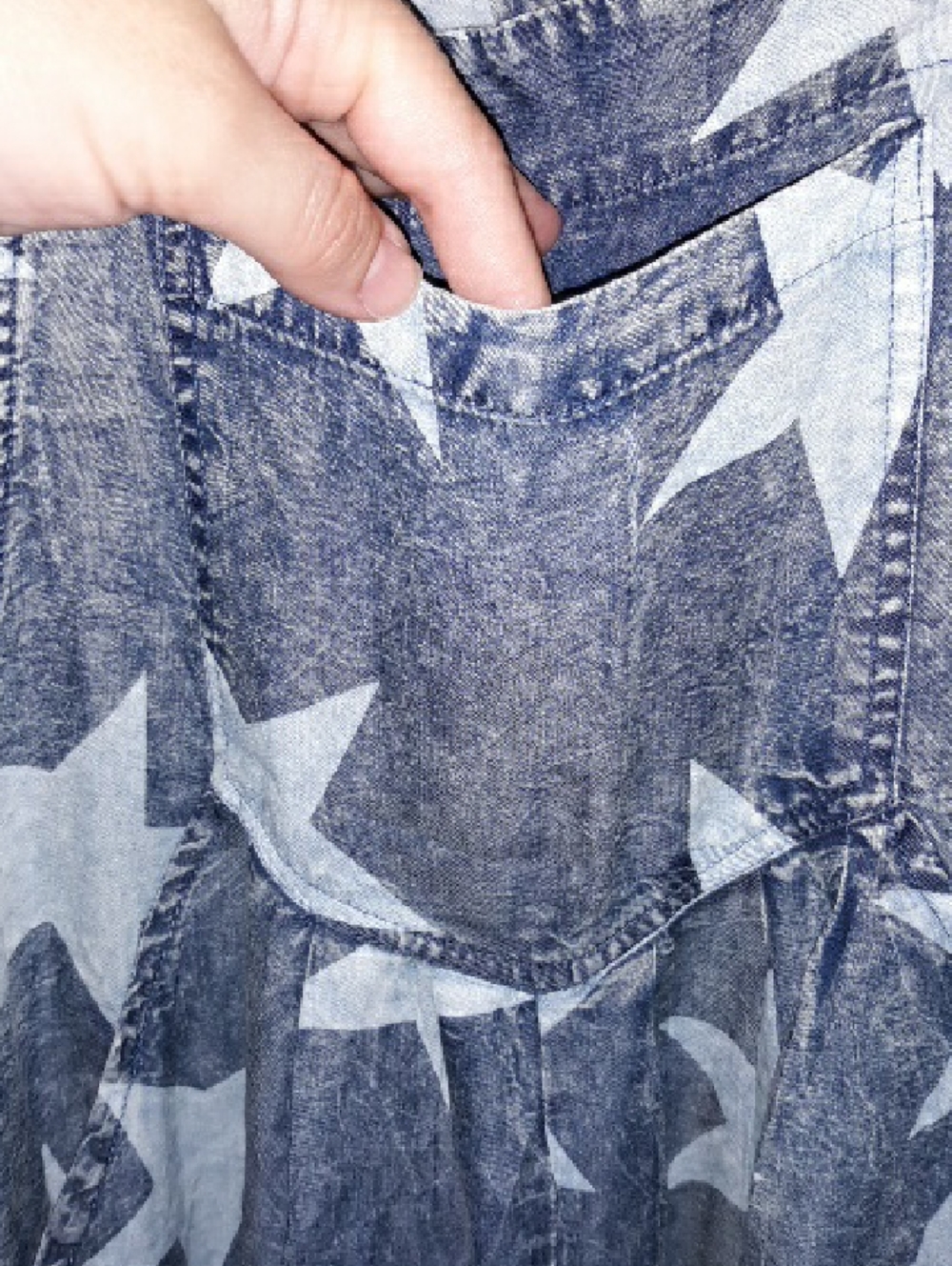ee:some vintage lightweight  oversized mineral blue/white star pattern overall - Picture 6 of 15